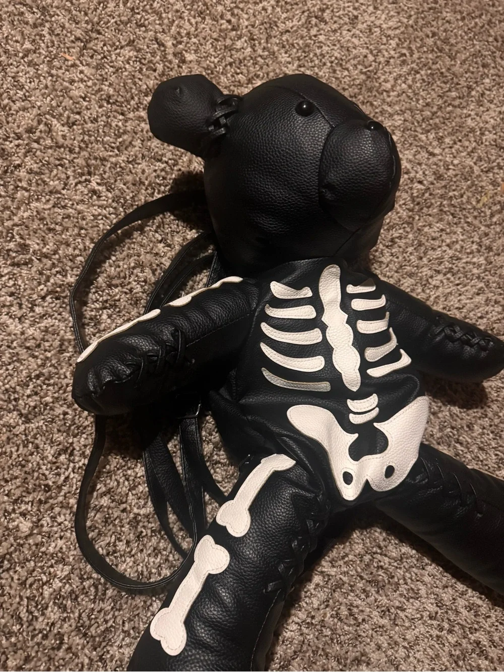 Black Teddy Bear Skeleton Backpack